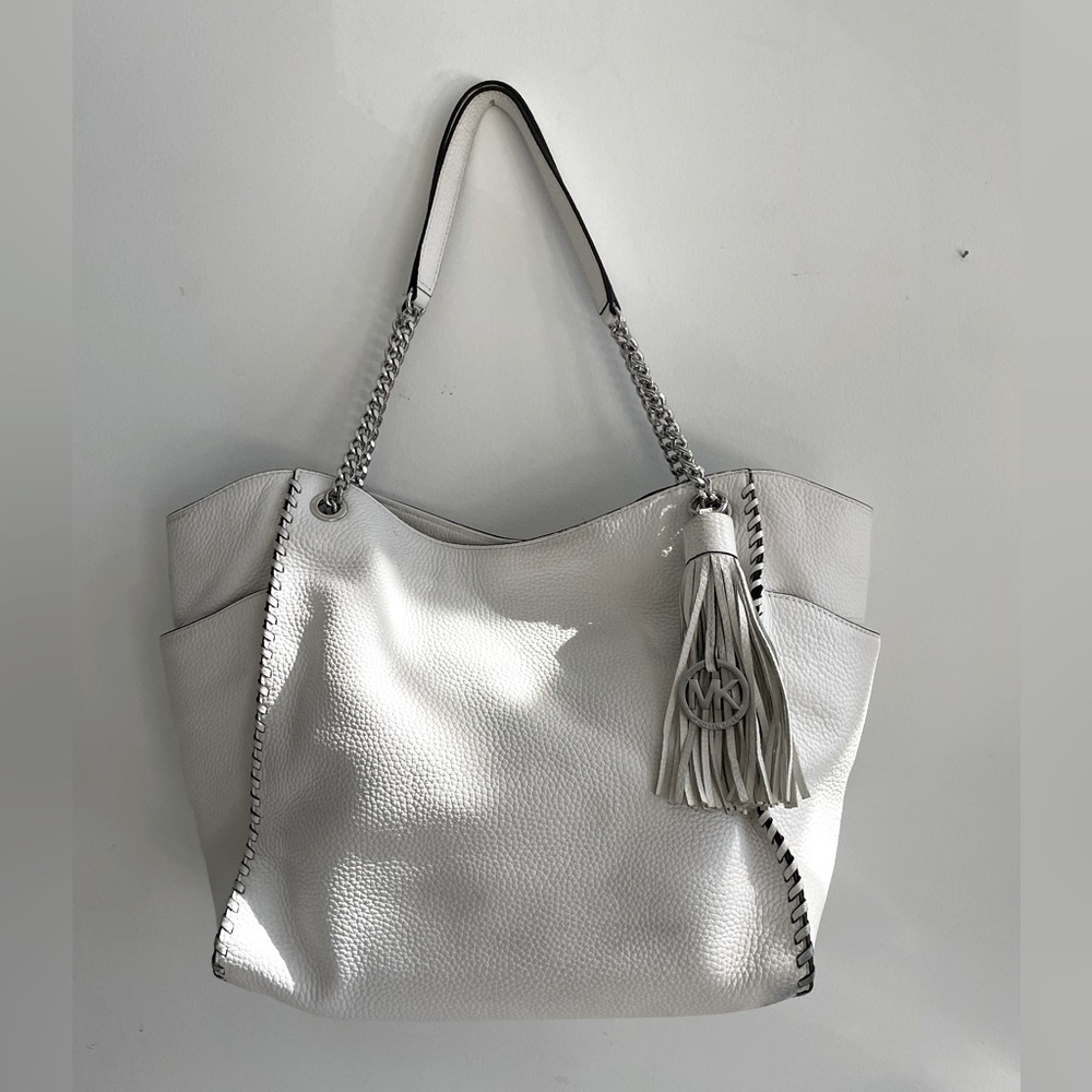 Michael Kors White Whipped Chelsea Large Tote